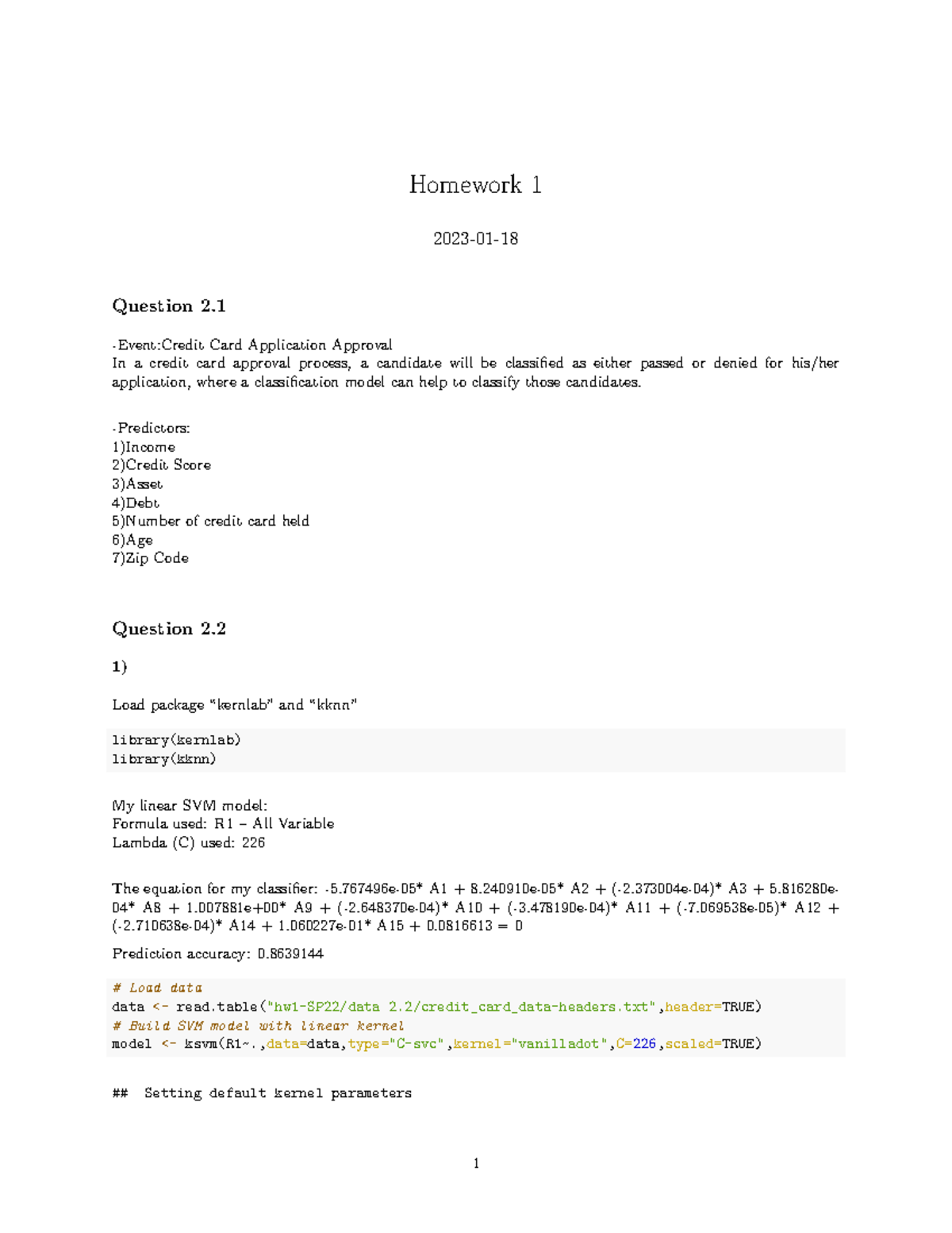 HW1 - Homework 1 - Homework 1 2023-01- Question 2. -Event:Credit Card ...