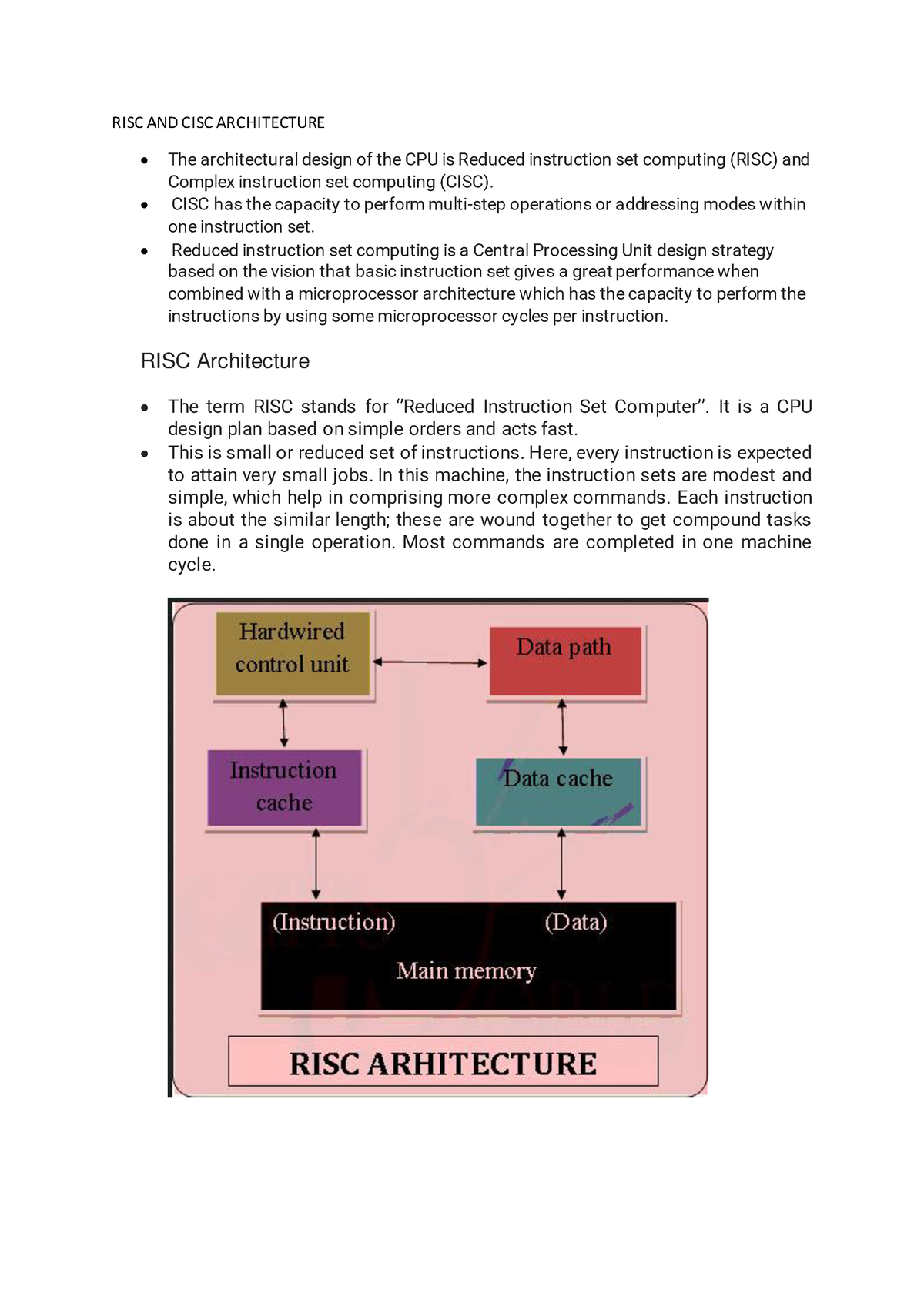 RISC And CISC - ECT 206 - RISC AND CISC ARCHITECTURE The Architectural ...