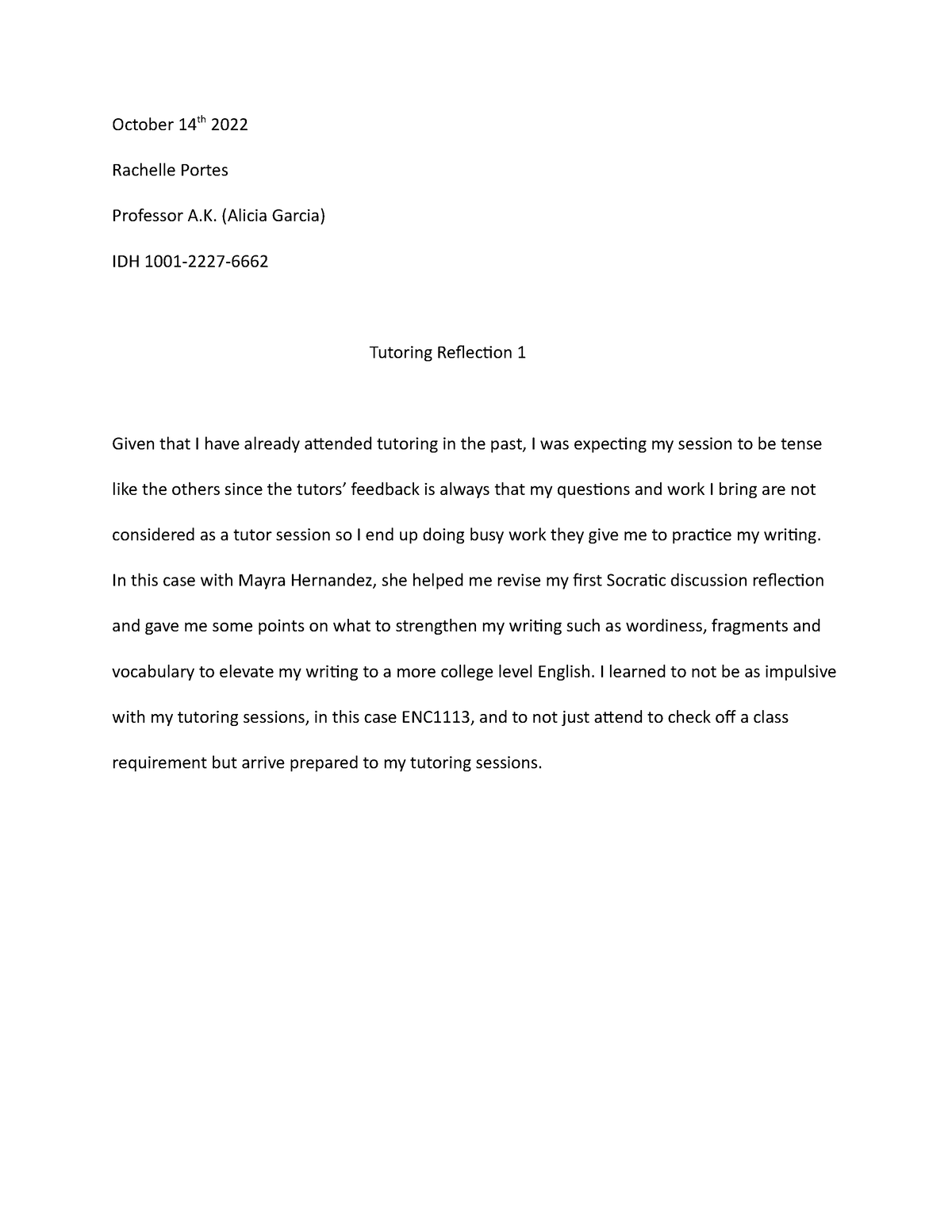 tutoring experience essay