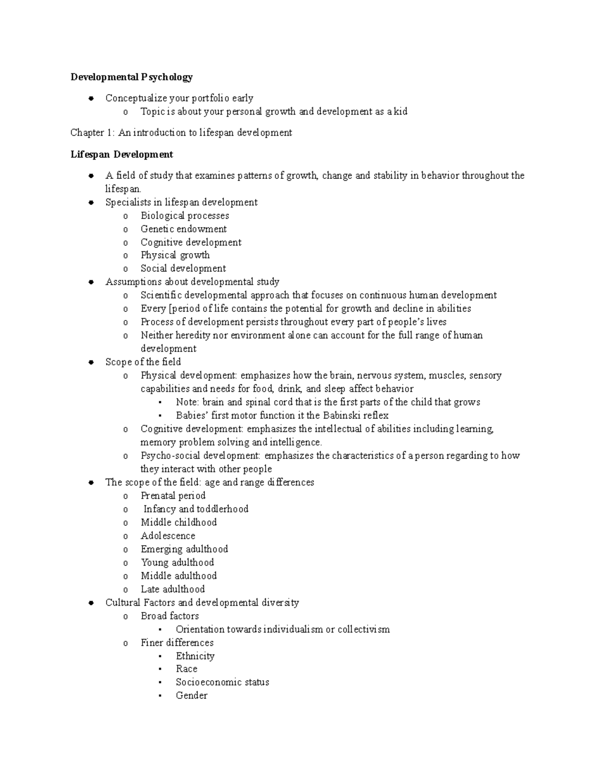 Developmental Psychology Notes - Developmental Psychology Conceptualize ...
