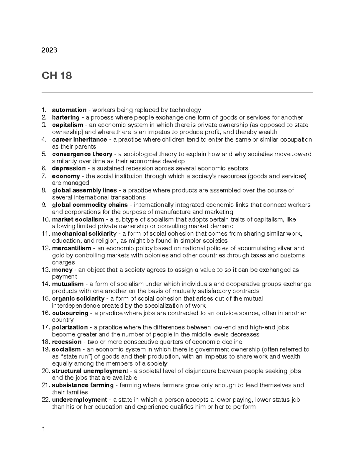 CH 18 Key Terms - 2023 CH 18 automation - workers being replaced by ...