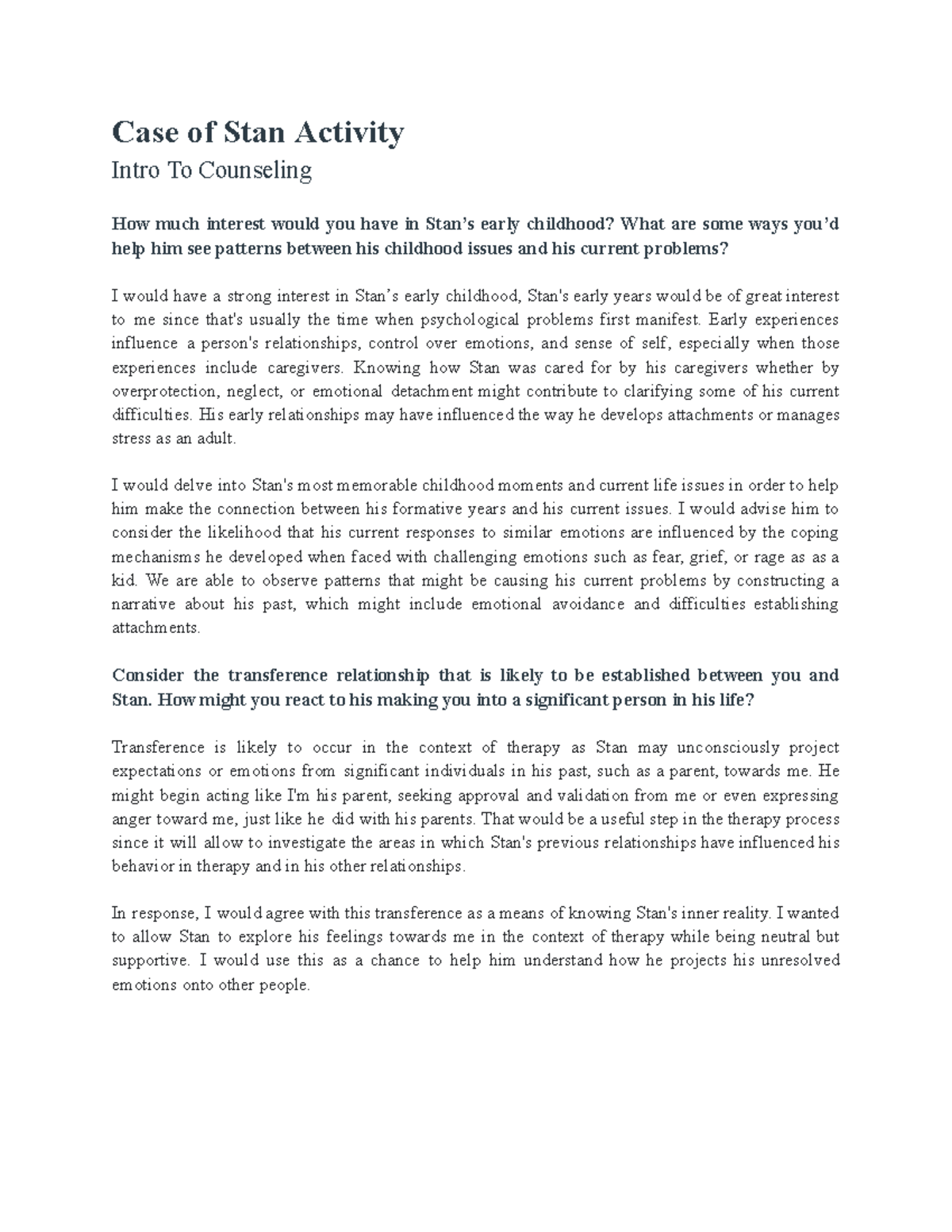 Case of Stan Activity - hope this helps - Case of Stan Activity Intro ...