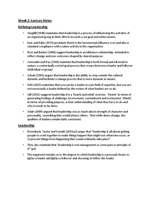 Developing Leadership and Management Coursework - Developing Leadership ...