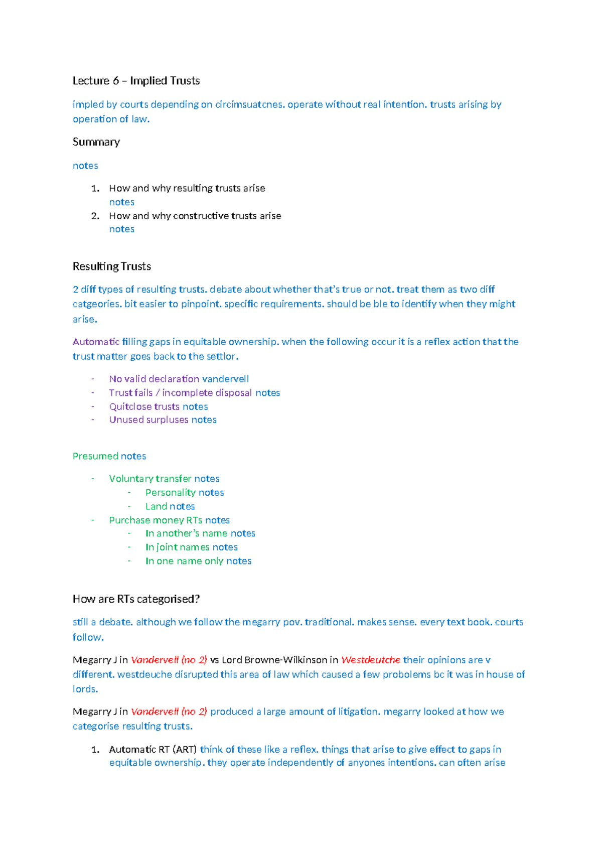 6 - Implied Trusts LEC Notes - Lecture 6 – Implied Trusts impled by ...