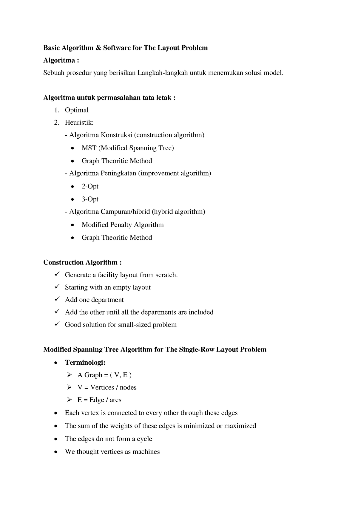 Basic Algorithm - Algoritma untuk permasalahan tata letak : 1. Optimal ...