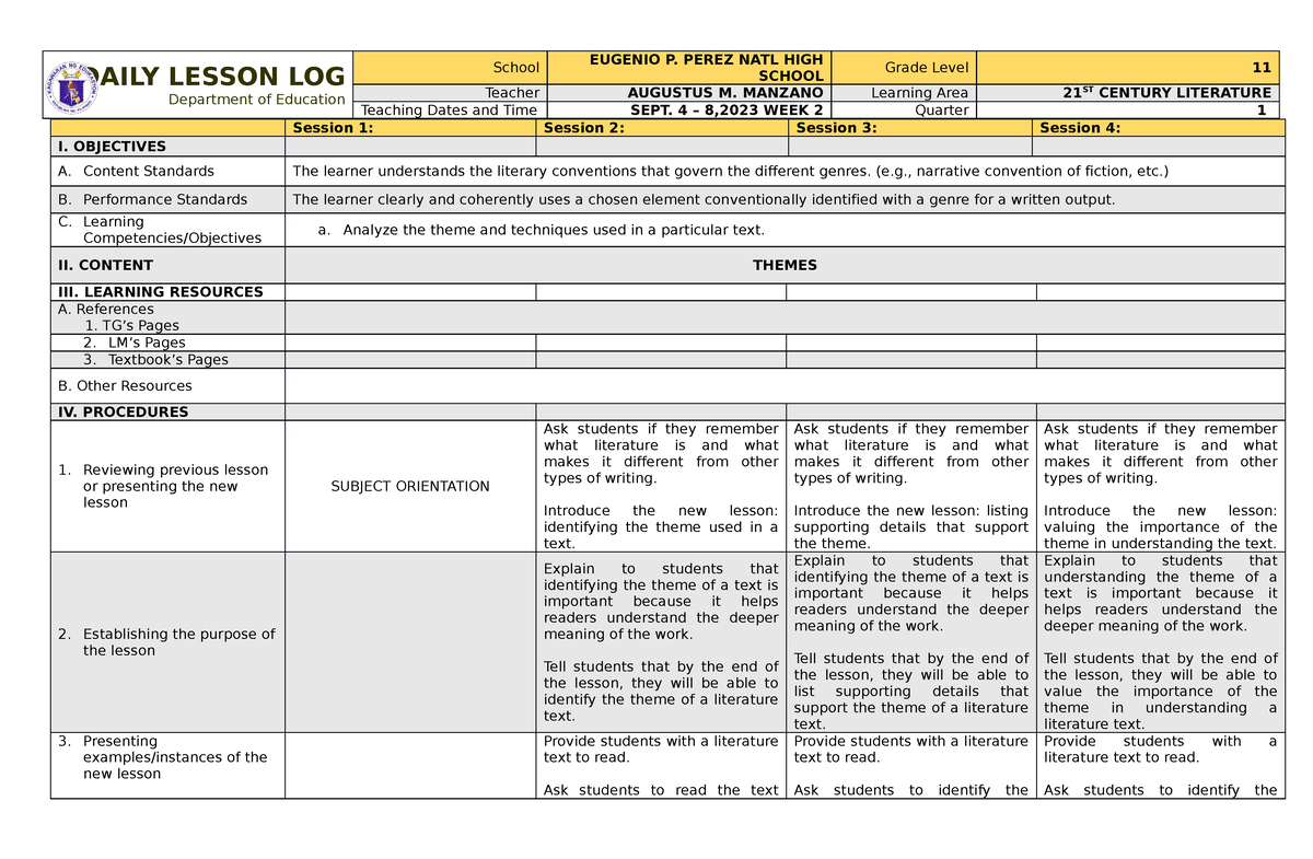 Creative Nonfiction 1 Quarter 1 WEEK 1 (Auto Recovered) - DAILY LESSON ...