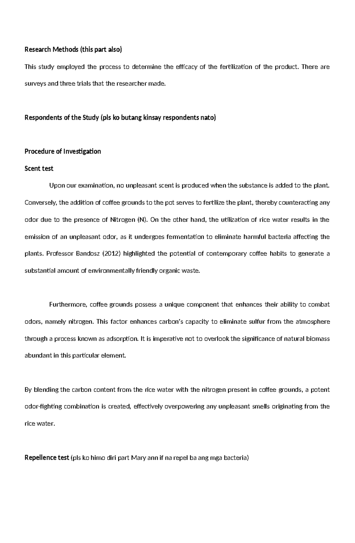 Bachelor of Science Practical Research Chapter 3 Example of an ...