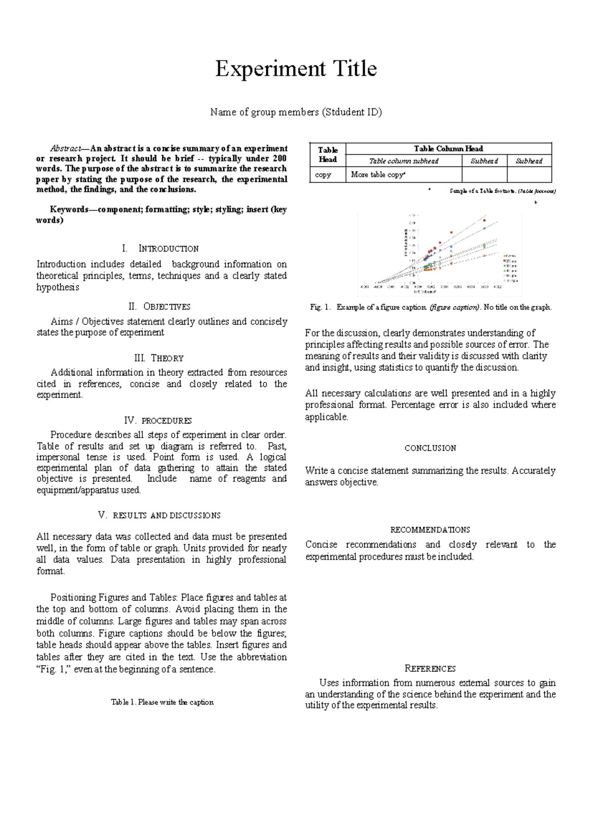 Template for Manuscript Open Ended - Experiment Title Name of group ...