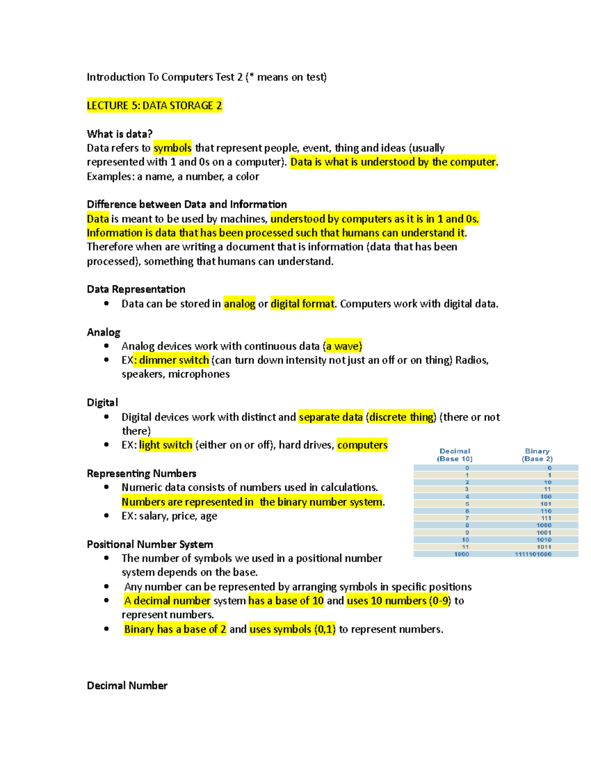 Introduction To Computers Test 2 - Data is what is understood by the ...