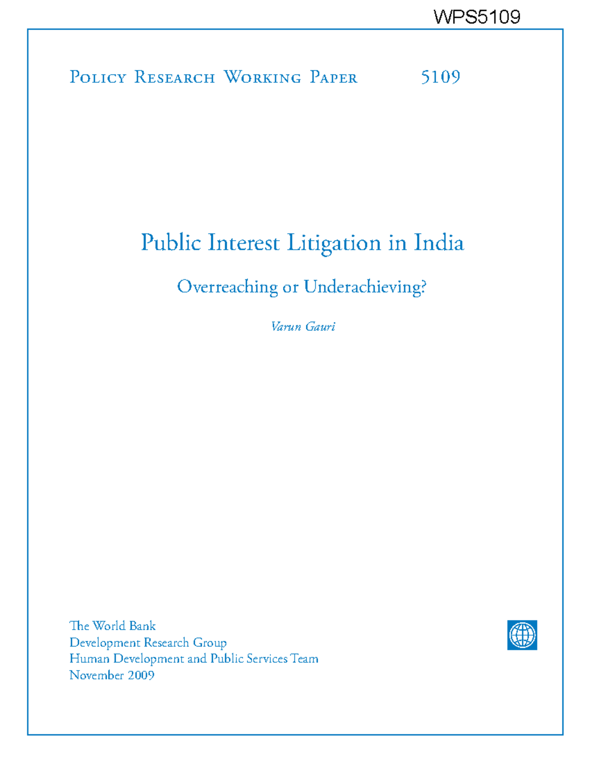 Public Interest Litigation in India - Policy Research Working Paper ...