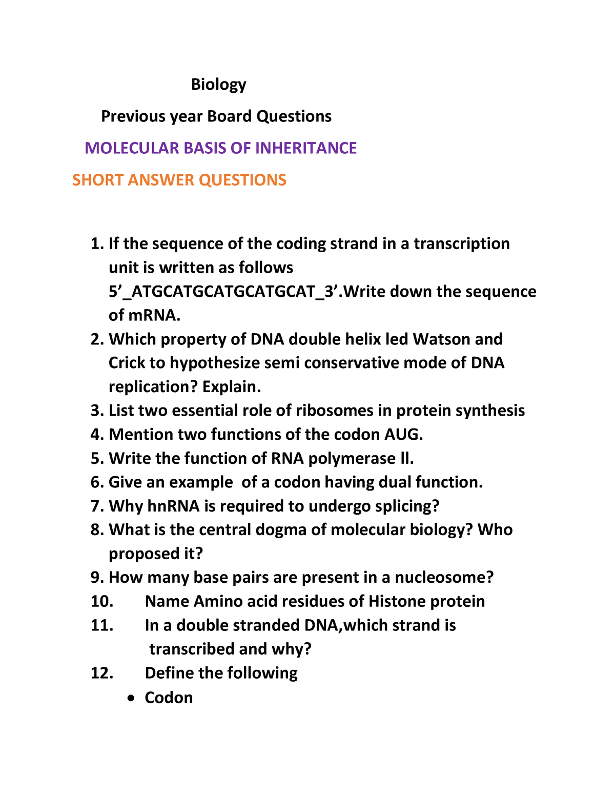 Molecular Basis Of Inheritance Important Questions Biology Previous   Thumb 1200 1553 