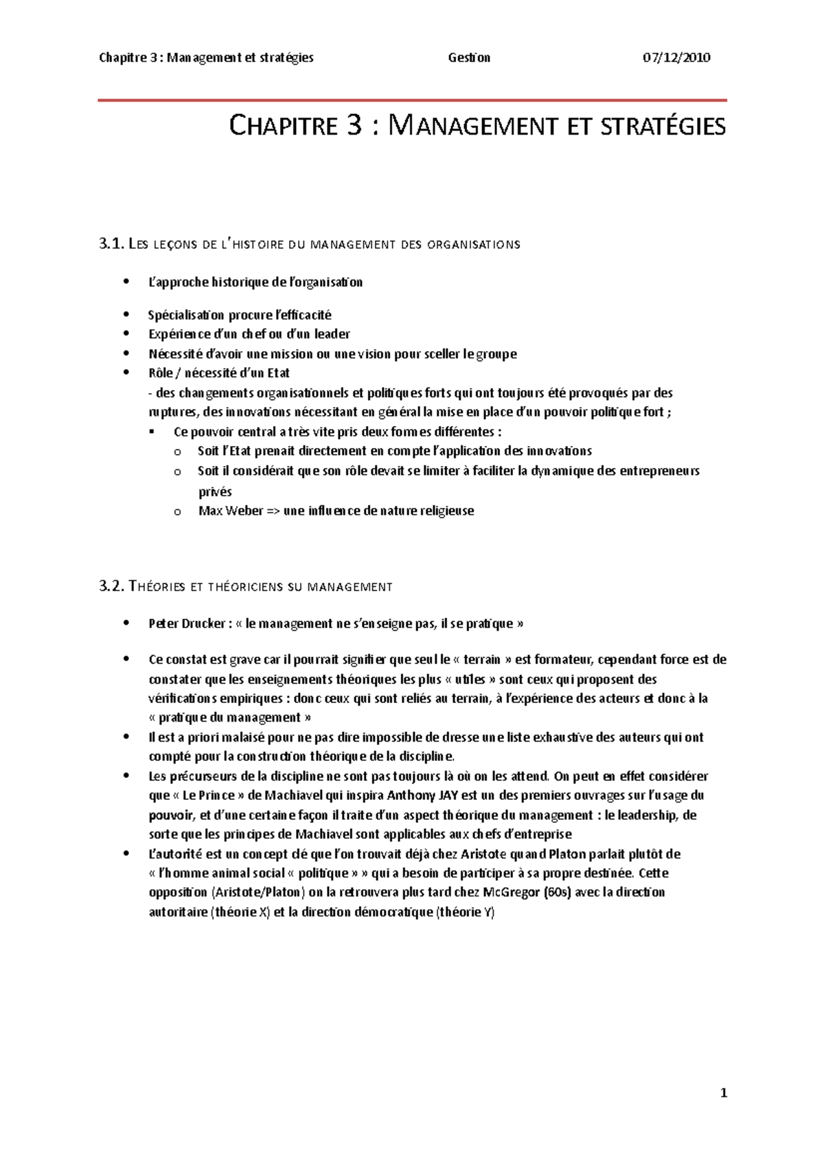 Chapitre 3 - L1 - Management et stratégies - CHAPITRE 3 : MANAGEMENT ET ...