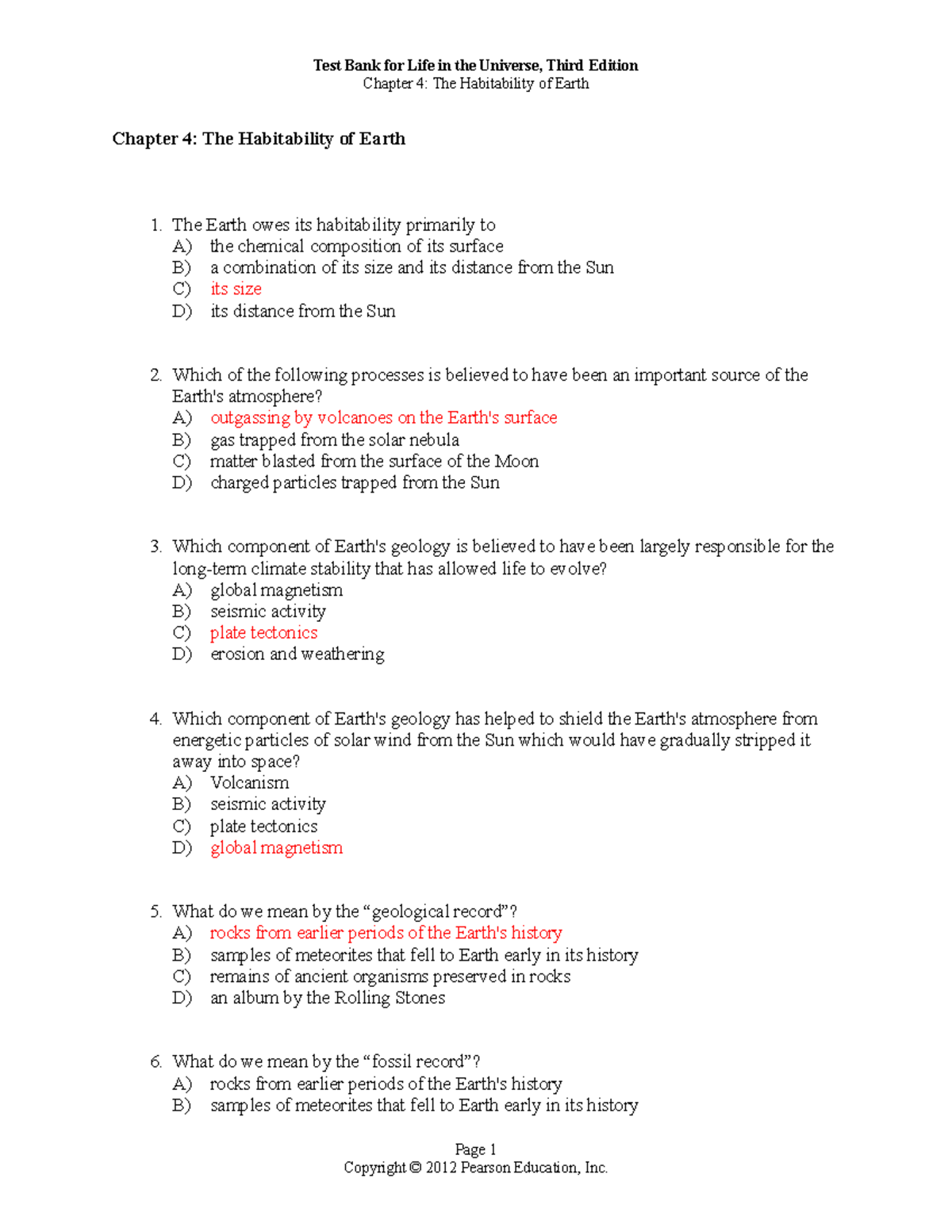 Chapter 4 - Test Bank - NATS 1880 - Chapter 4: The Habitability of ...