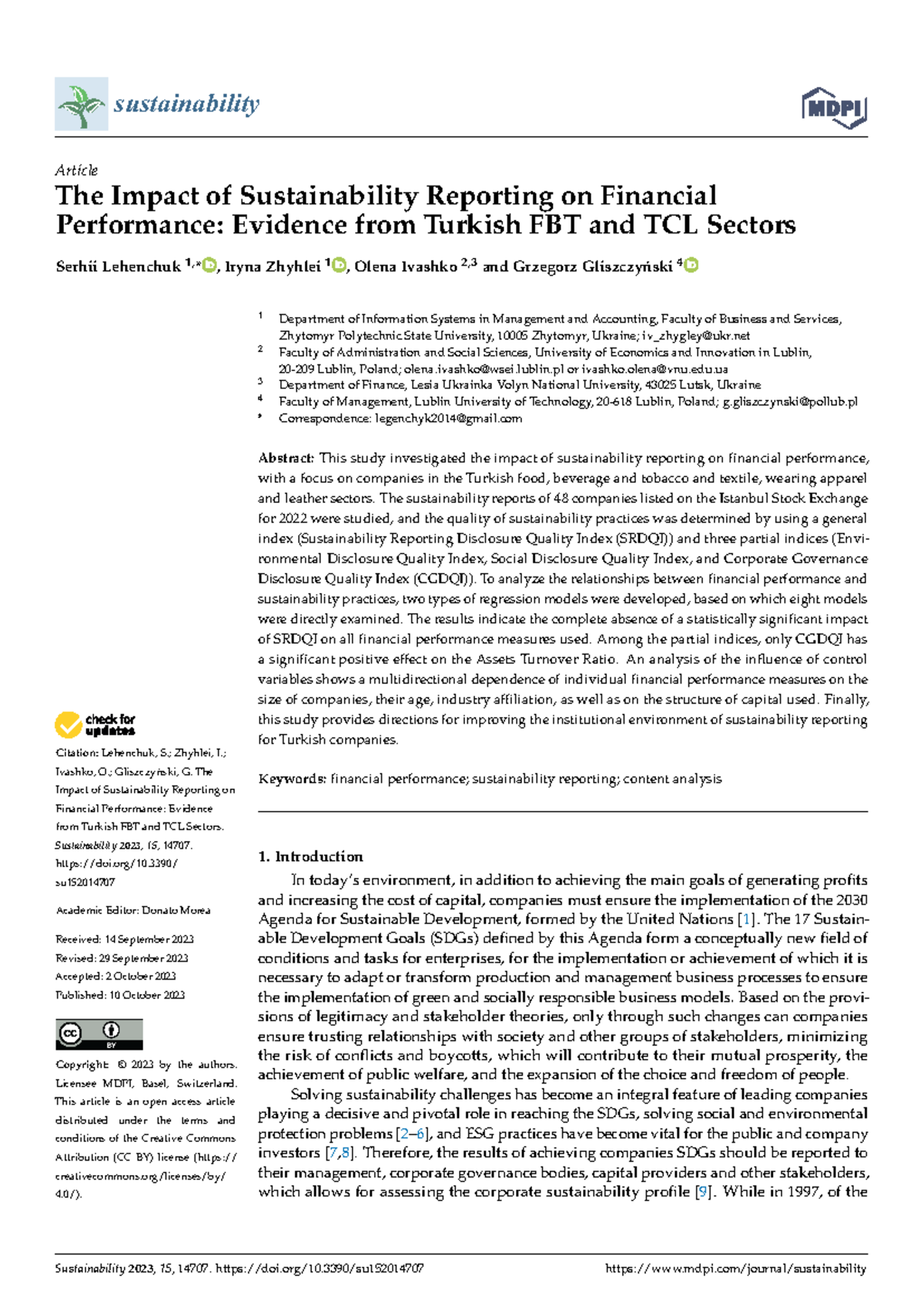 Panel paper 1 - Citation: Lehenchuk, S.; Zhyhlei, I.; Ivashko, O ...