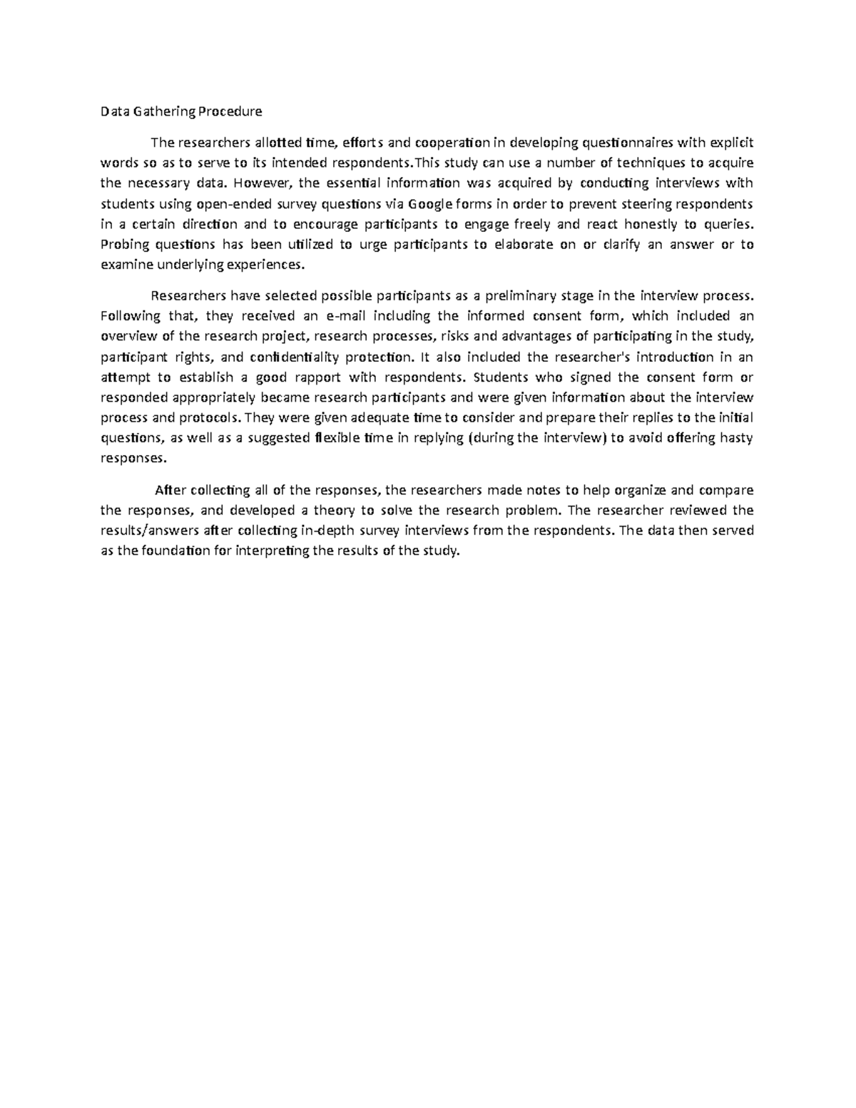 Data Gathering Procedure cmda Data Gathering Procedure The