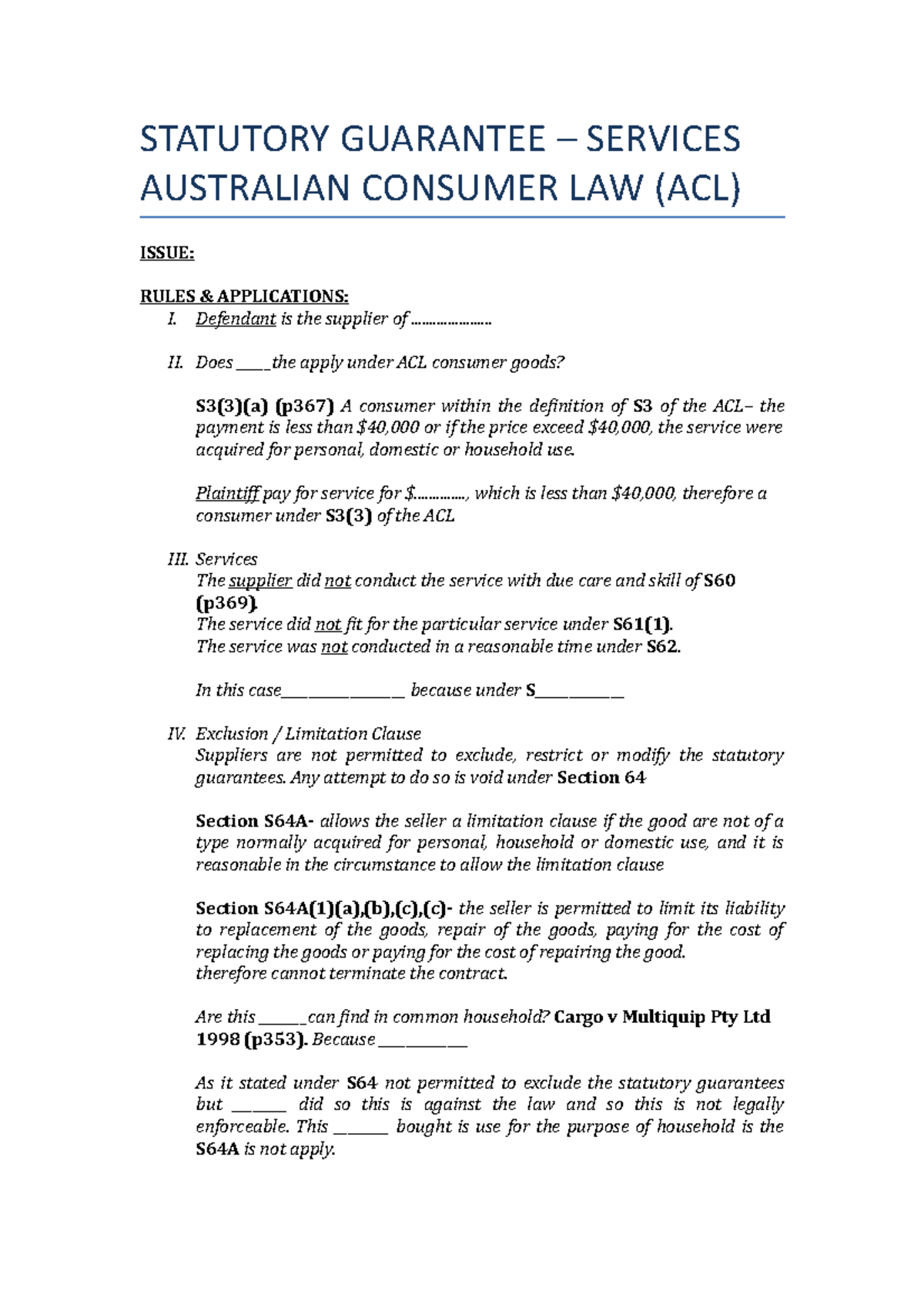 8. Statutory Guarantee Services STATUTORY GUARANTEE SERVICES