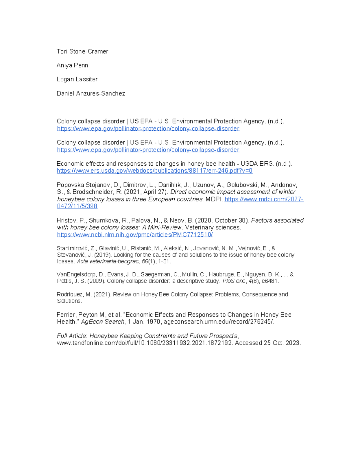 10 Sources Assignment - Tori Stone-Cramer Aniya Penn Logan Lassiter ...
