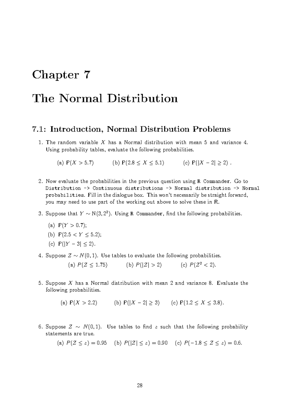 Chapter 7 question - dsada - Chapter 7 The Normal Distribution 7 ...