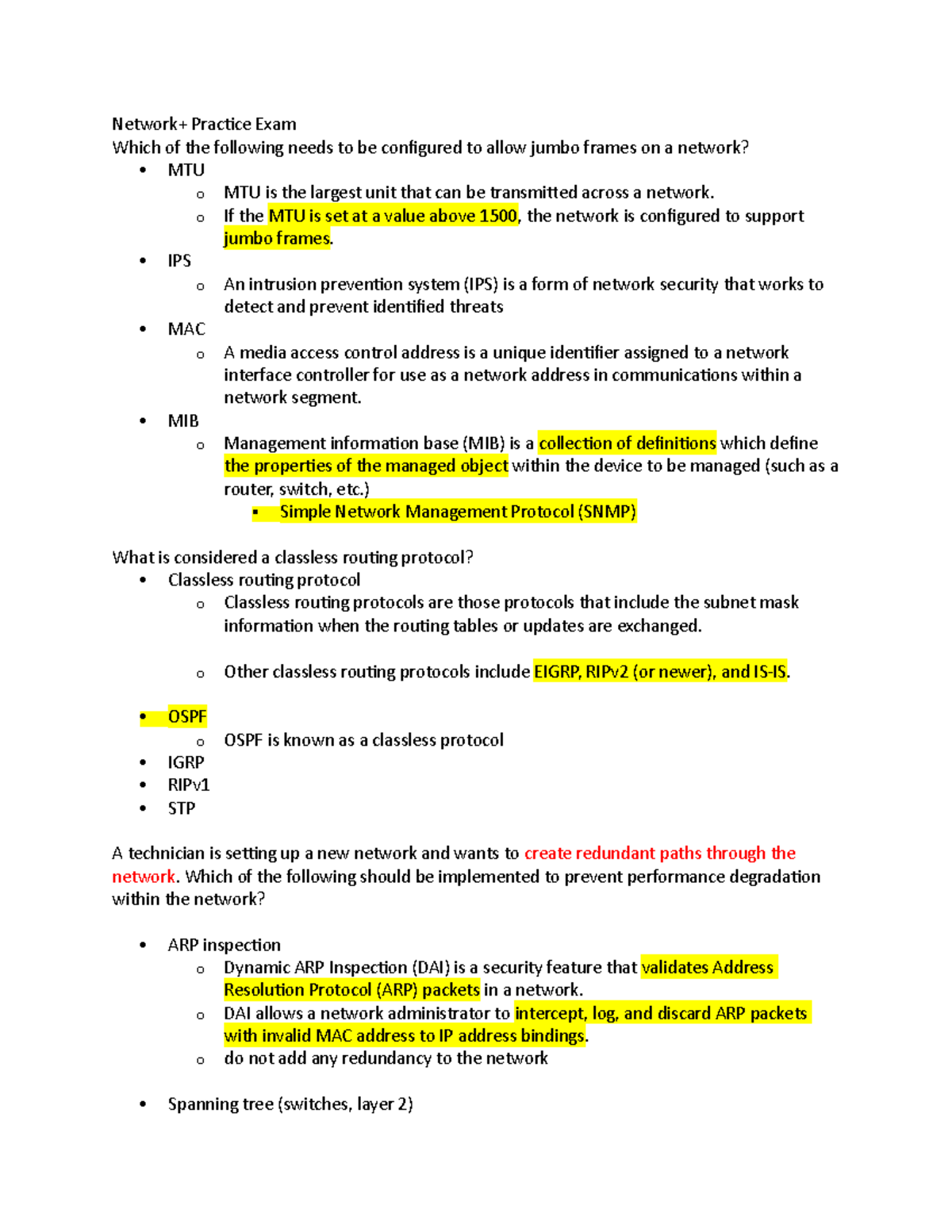 Network+ Practice Exam - Network+ Prac琀椀ce Exam Which Of The Following ...