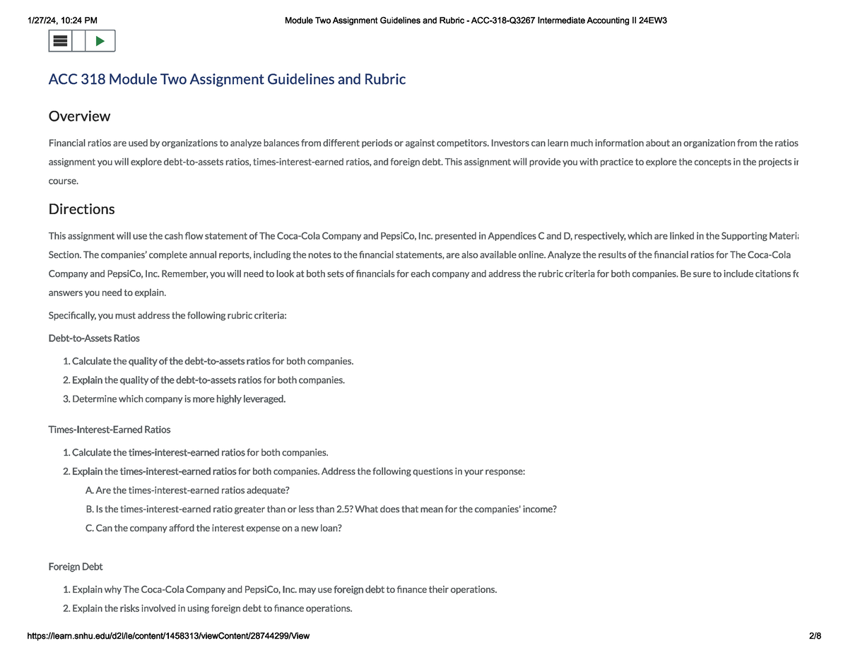 Assignment Rubric - ACC 318 - Studocu