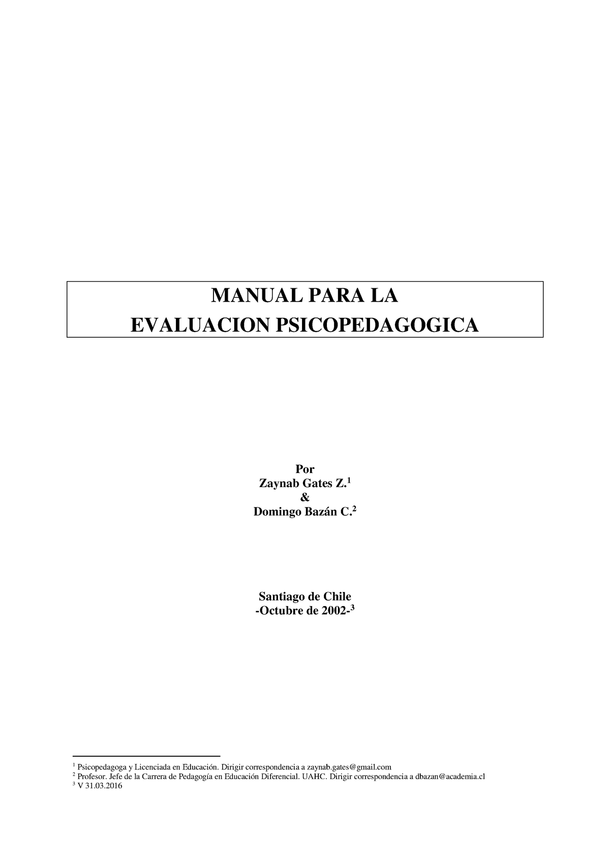 Manual Para La Evaluacion Psicopedagogic - MANUAL PARA LA EVALUACION ...