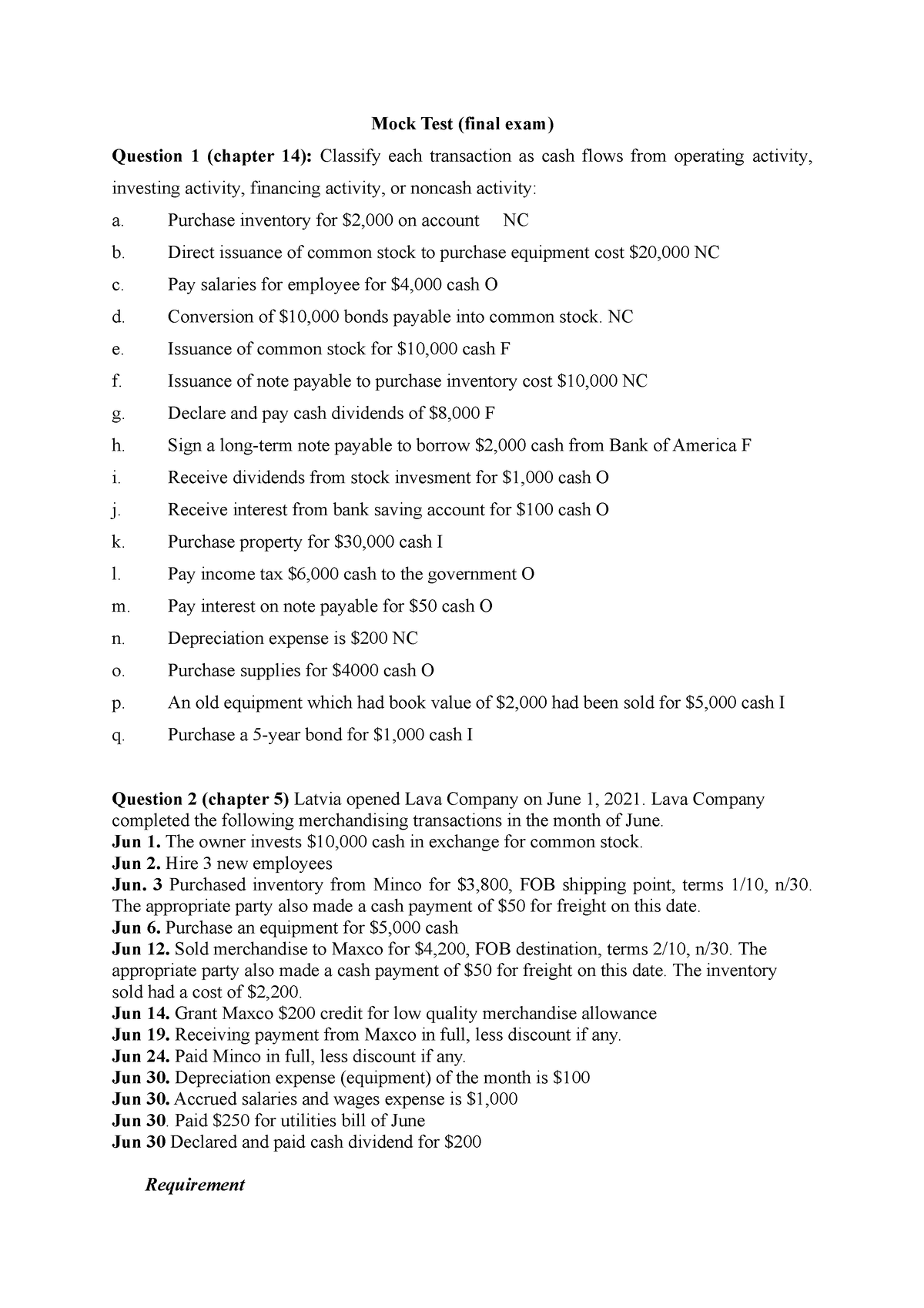 Mock Test 201 - Mock Test 201 - Mock Test (final Exam) Question 1 ...