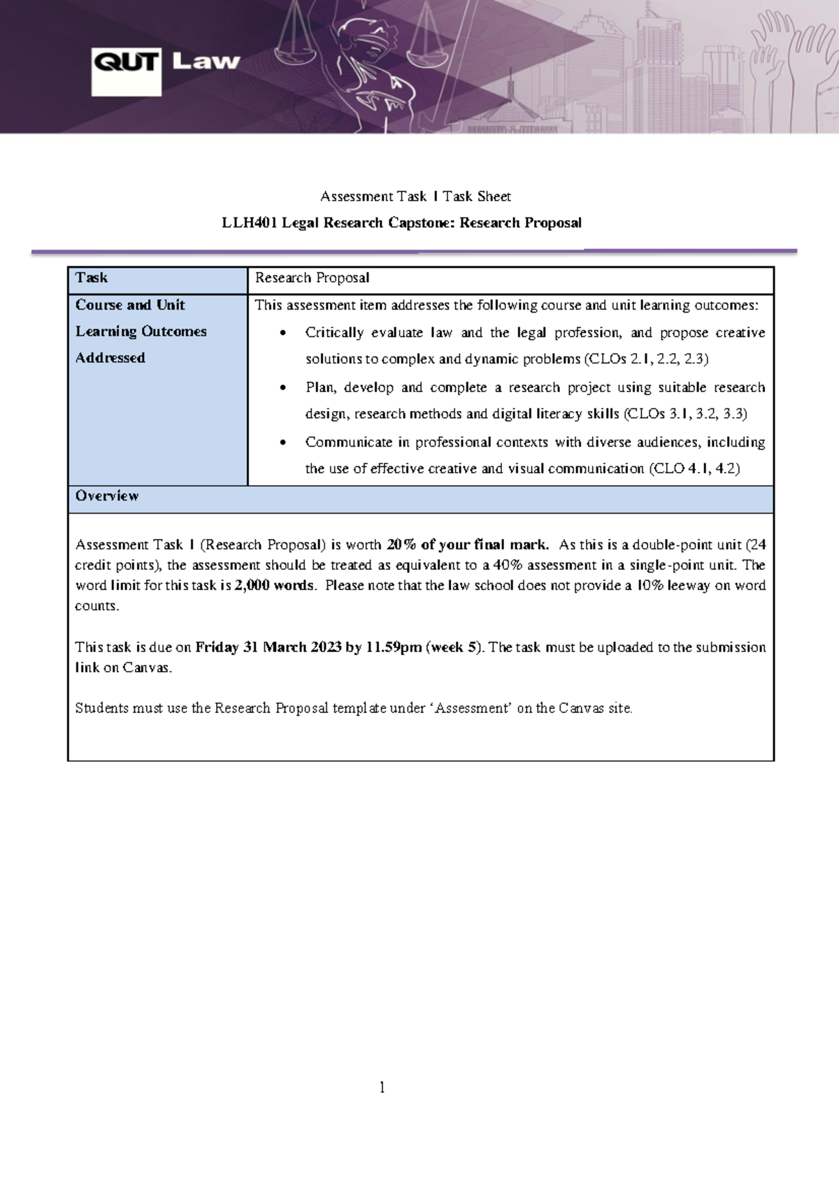 2023 S1 Llh401 Assessment Task 1 Task Sheet Final 1 Assessment Task 1 Task Sheet Llh401 Legal 0960