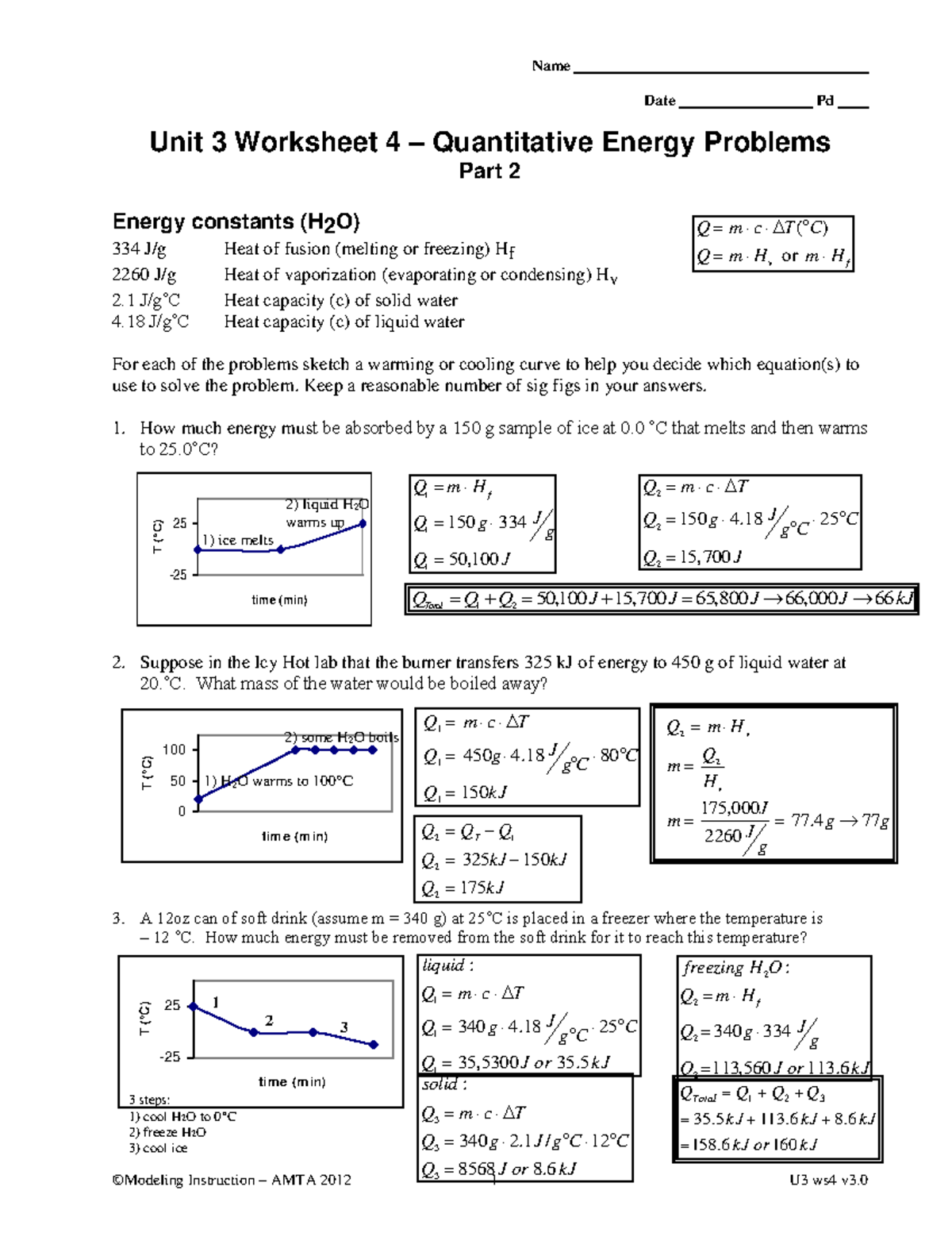 Ws 4 quantitative energy 2 key Compress general Chemistry Problems