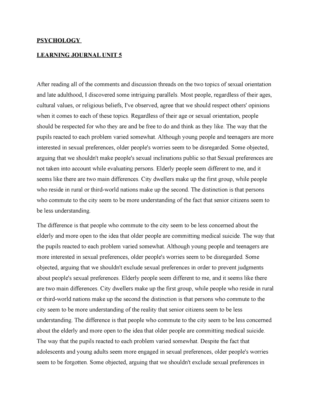 Psychology learning journal unit 5 - PSYCHOLOGY LEARNING JOURNAL UNIT 5 ...