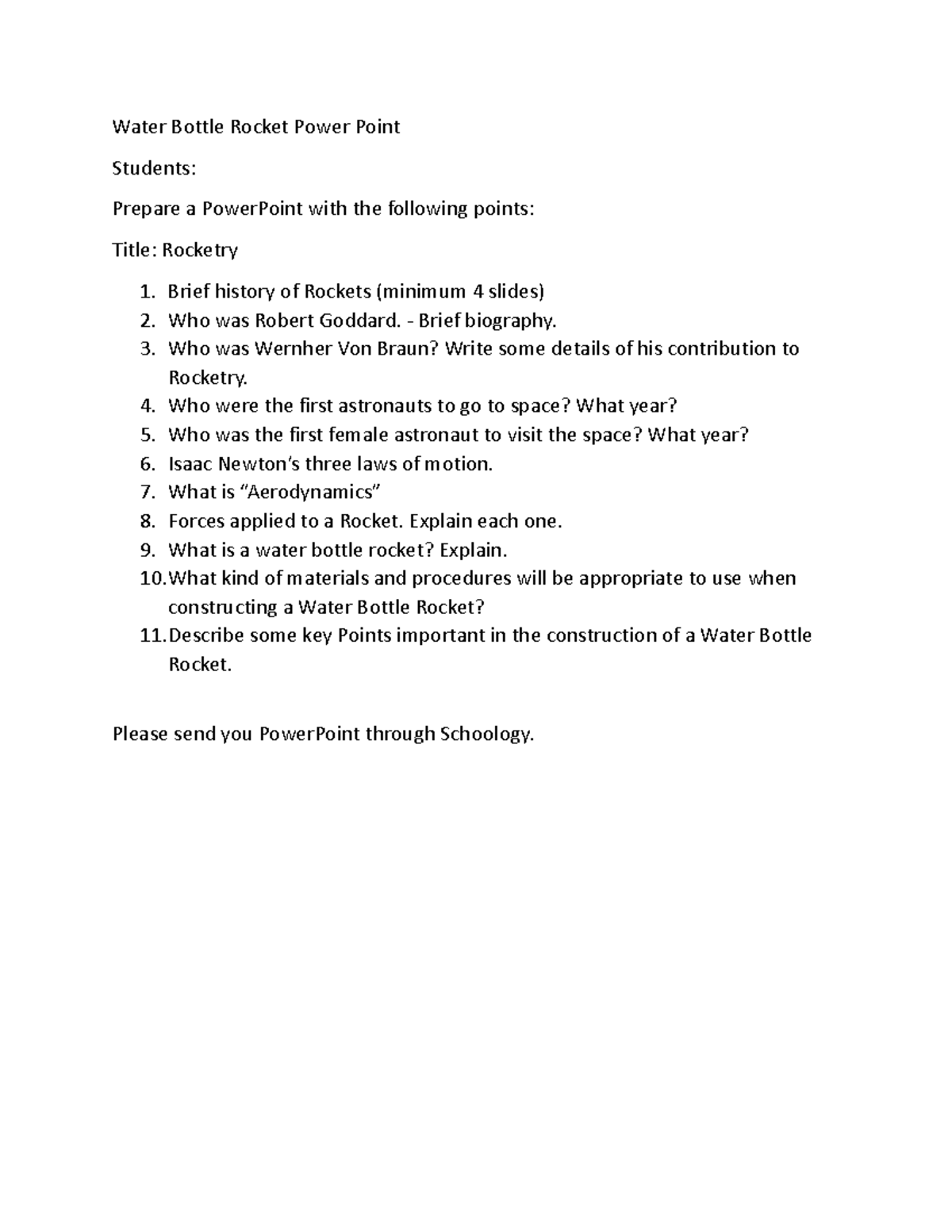 Water Bottle Rocket Power Point Water Bottle Rocket Power Point