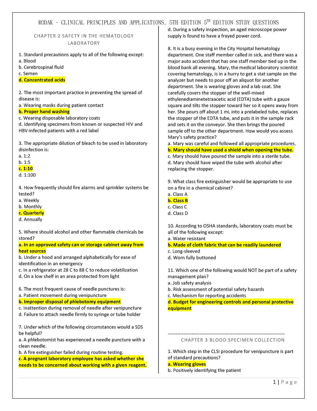 Rodak-Questions-compilation - CHAPTER 2 SAFETY IN THE HEMATOLOGY ...