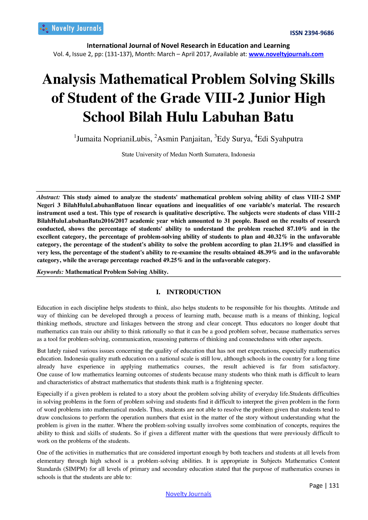 mathematical problem solving research