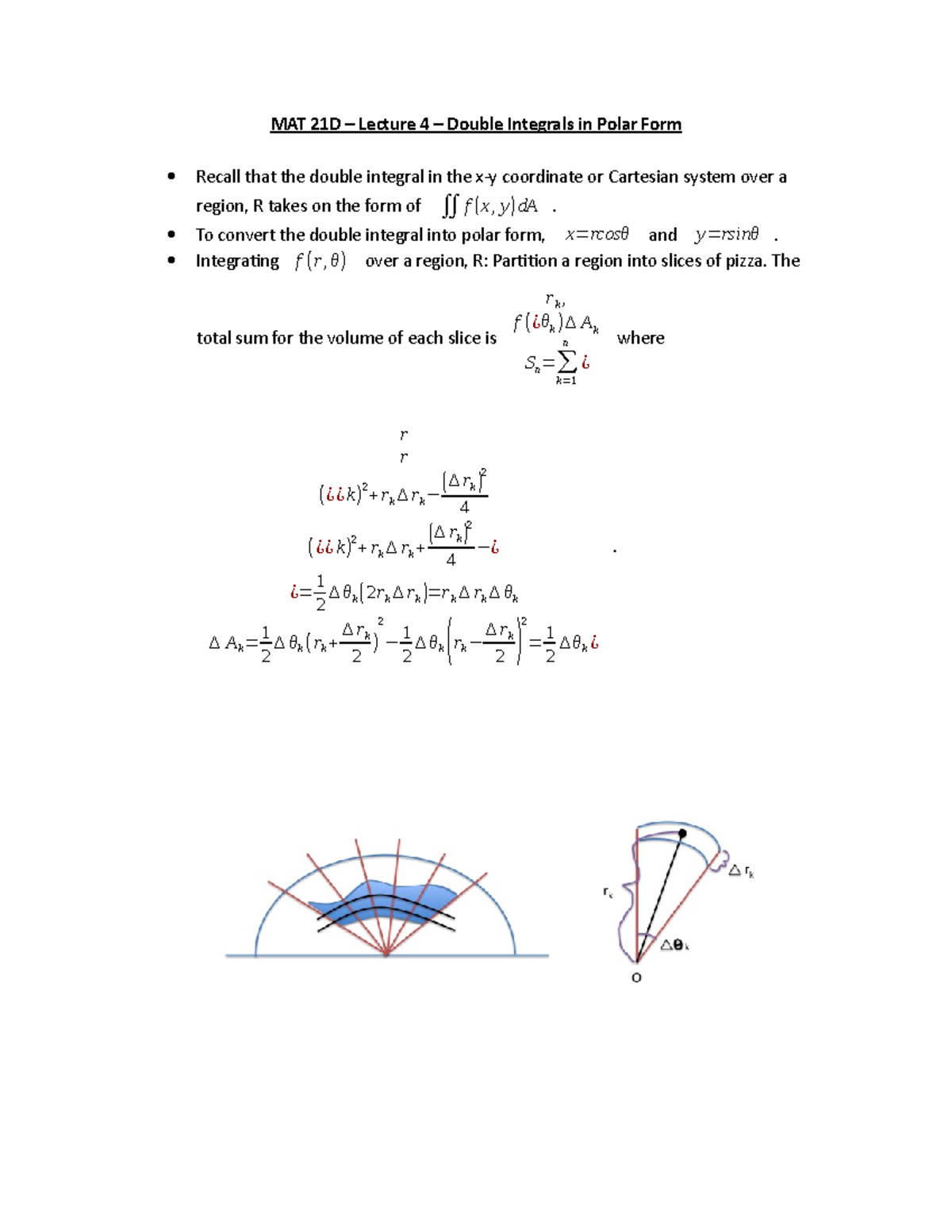 MAT 21D – Lecture 4 – Double Integrals In Polar Form - MAT 21D ...