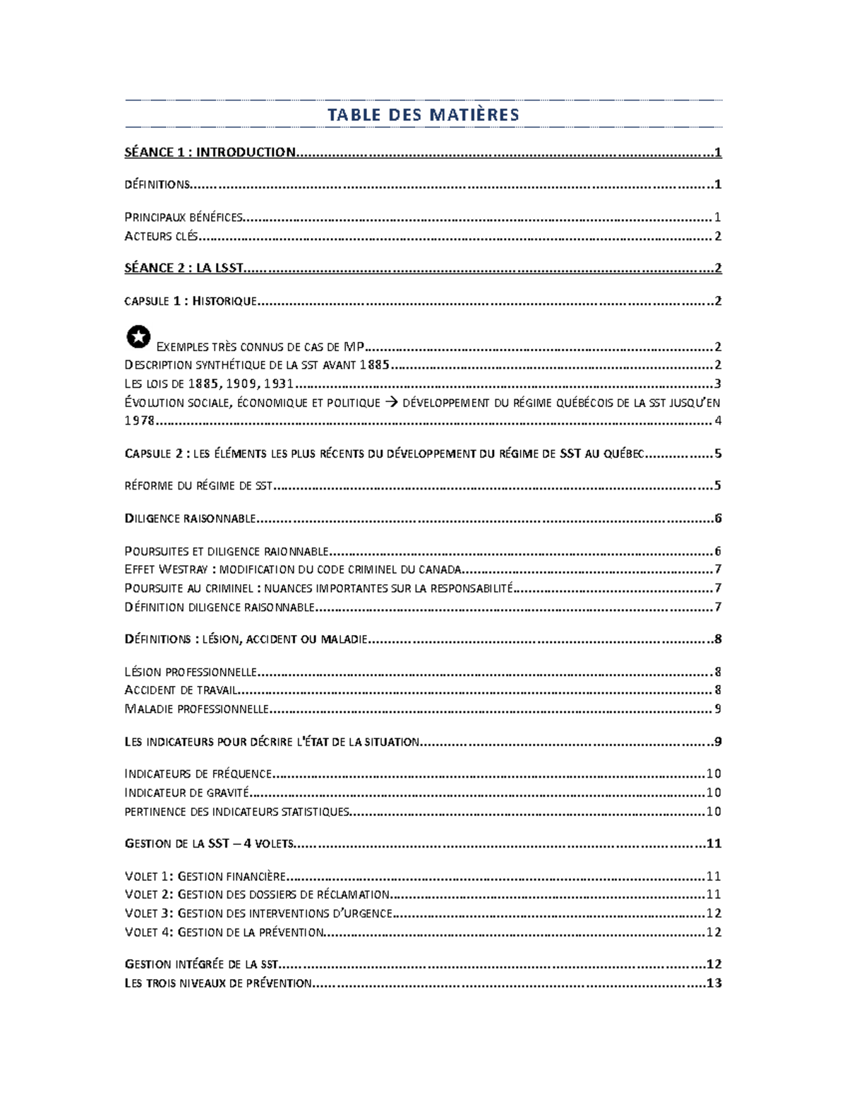 ORH3620 - Notes De Cours - TABLE DES MATIÈRES SÉANCE 1 : - Studocu