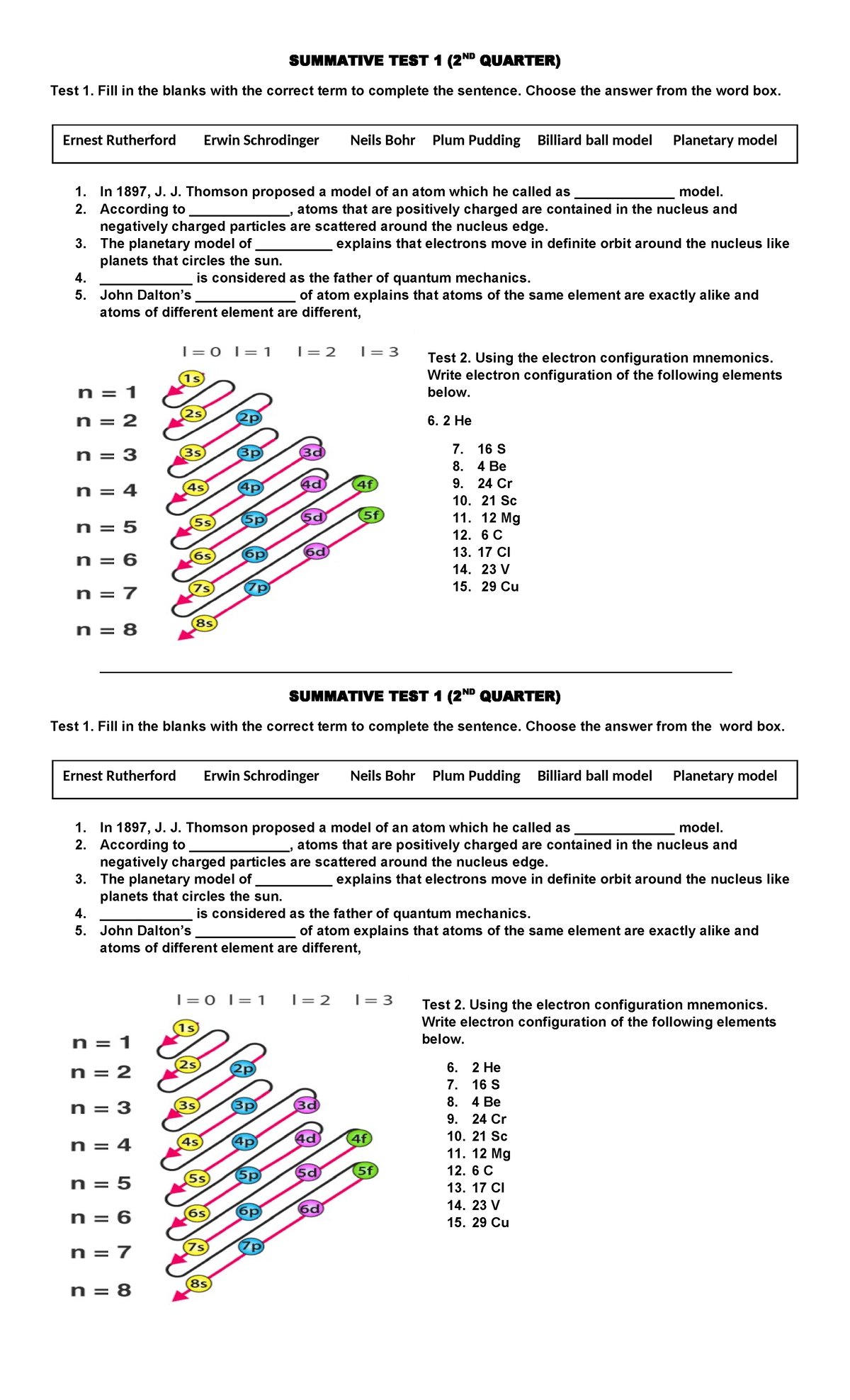 Summative TEST 1 2nd Q - Iiii - SUMMATIVE TEST 1 (2ND QUARTER) Test 1 ...