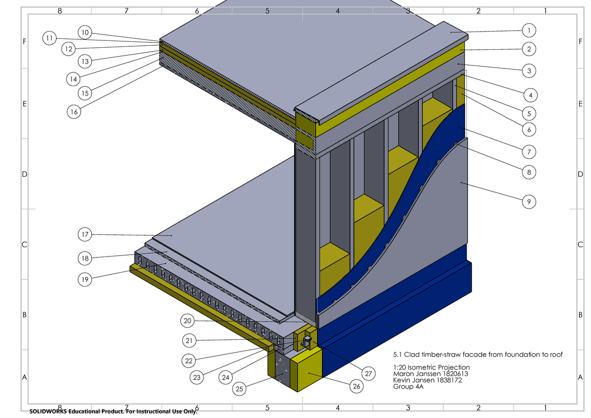 Timber straw facade draw drawing - 5 Clad timber-straw facade from ...