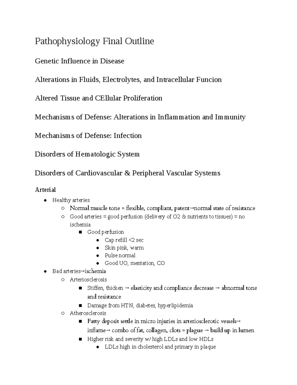 Pathophysiology Final Outline - Pathophysiology Final Outline Genetic ...