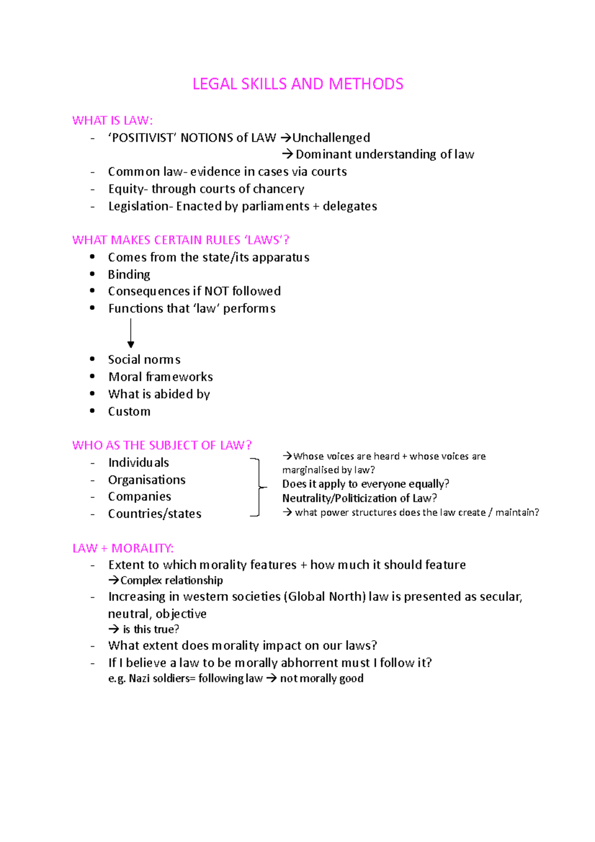Legal Skills AND Methods - LEGAL SKILLS AND METHODS WHAT IS LAW ...