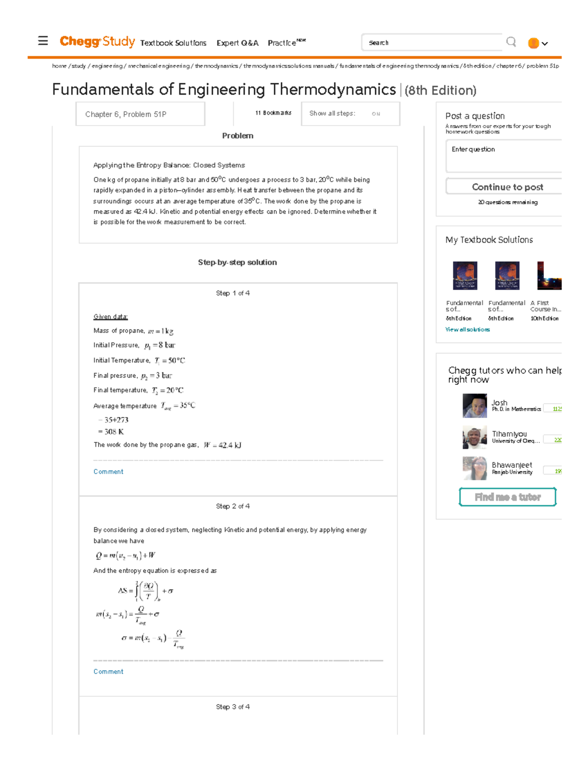 Solved Applying The Entropy Balance Closed Systems ... Chegg - Home ...