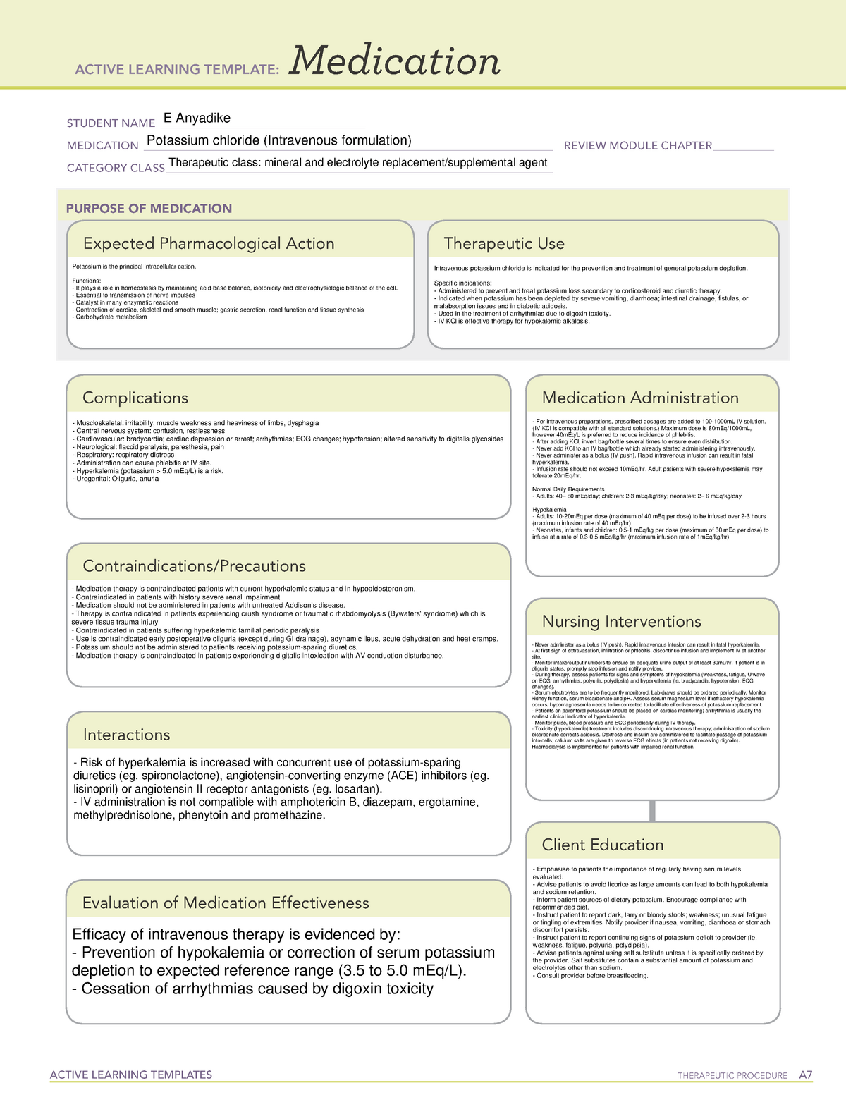 Active Learning Template IV potassium ACTIVE LEARNING TEMPLATES