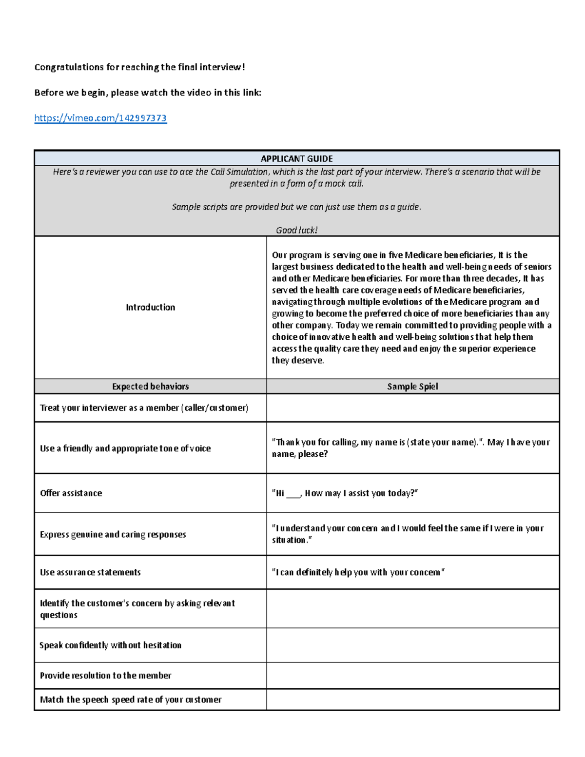 UHC Hiring Applicant Tool - Congratulations for reaching the final ...