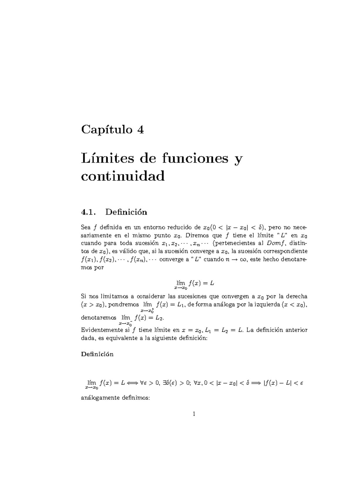 Cap4 Limtes y continuidad - Cap ́ıtulo 4 L ́ımites de funciones y ...