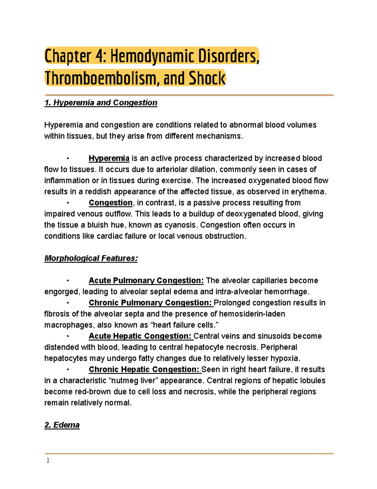 Chapter 4 patho copy - notes - Chapter 4: Hemodynamic Disorders ...