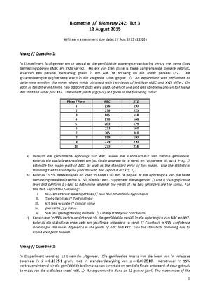 Biometry 242 Prac 1 Notes - Prac 1 Notes: Question 1: Where To Find The ...