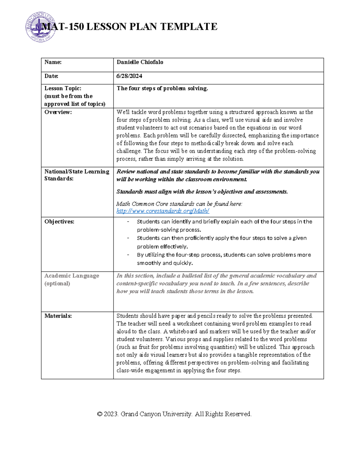 MAT-150 Lesson Plan Template - MAT-150 LESSON PLAN TEMPLATE Name ...