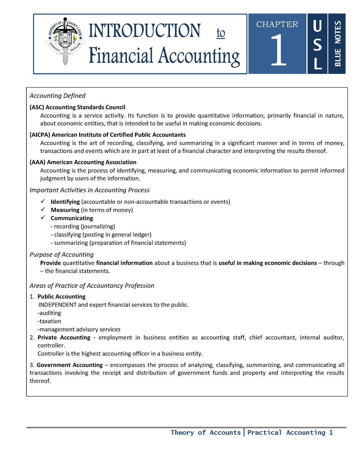 Financial Accounting Intro - Theory Of Accounts Practical Accounting 1 ...