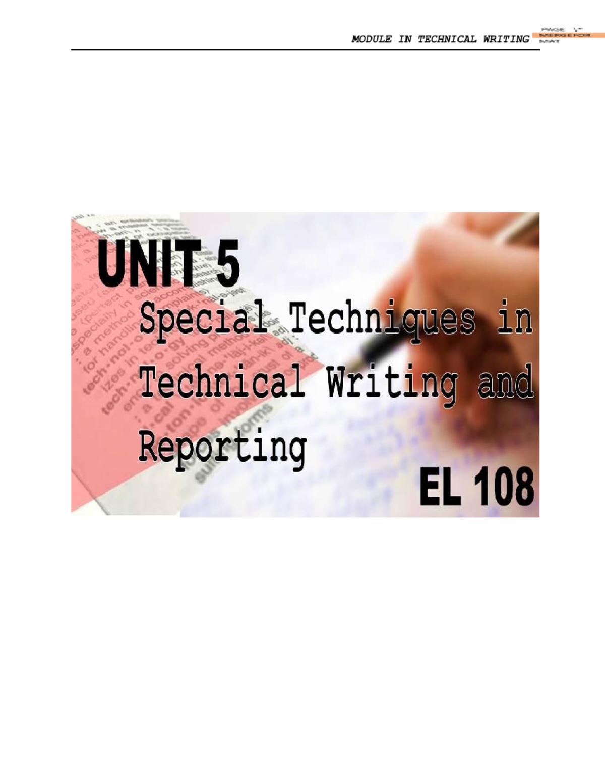 Module 9 Technical Writing Module 9 DEFINITION CLASSIFICATION