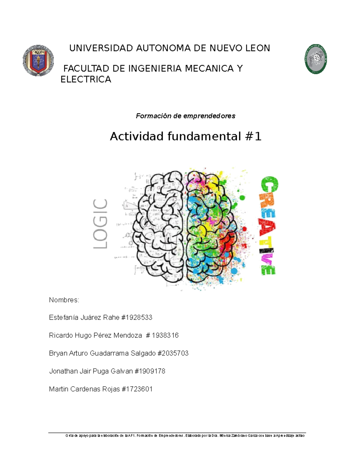 Encabezado AF1 Evaluacion de medio curso RCRM Formacion de ...