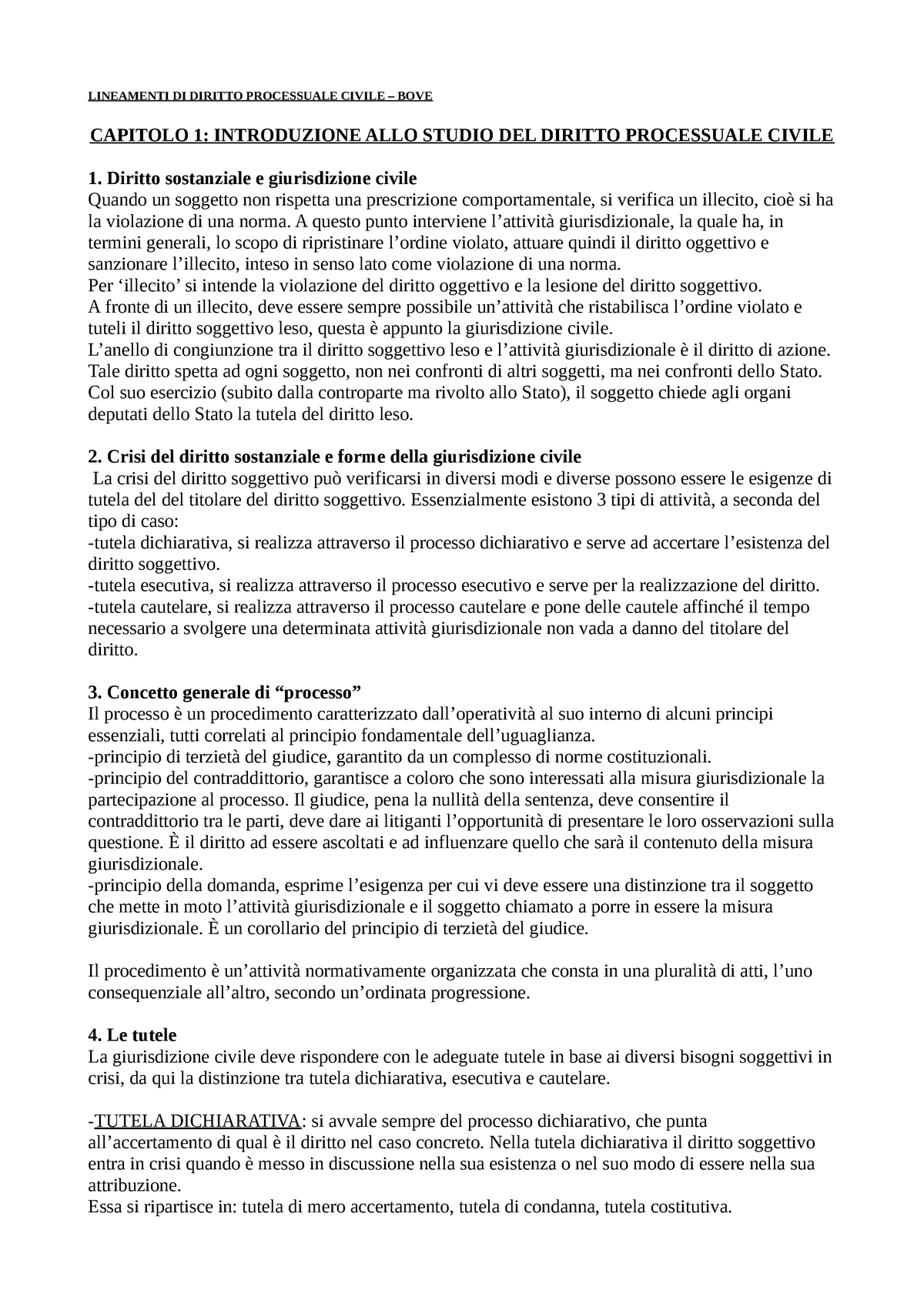 Breve Riassunto Diritto Processuale Civile BOVE - LINEAMENTI DI DIRITTO ...