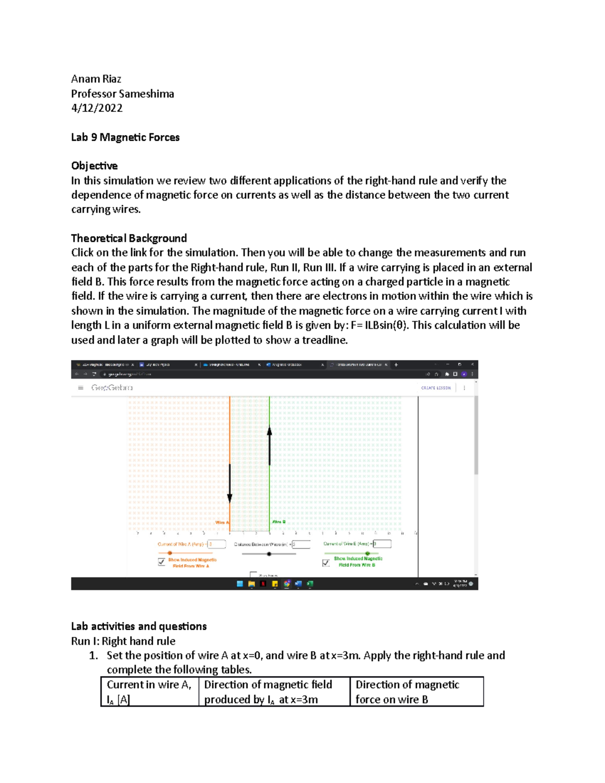 LAB NUMBER 9 ON THE RAYS AND BENDIG OF LIGN - Anam Riaz Professor ...